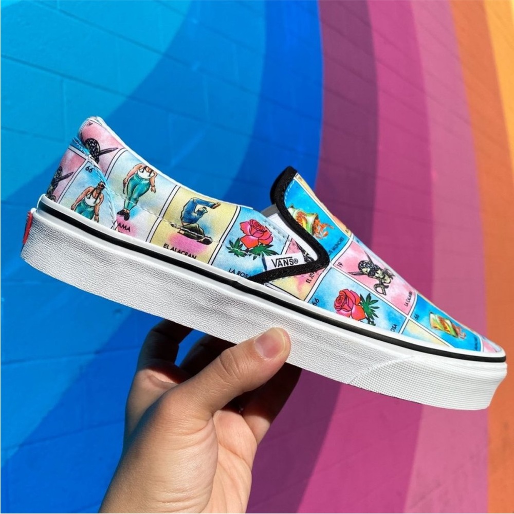 Vans Classic Slip-On Lotería Print Sneakers – New – Men’s 9 / Women’s 10.5